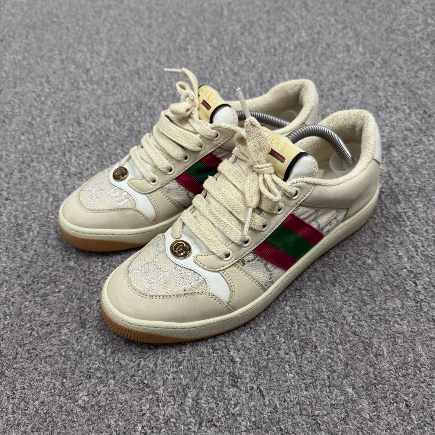 95新 GUCCI/古驰 16199142 Gucci古驰 白粉钻脏脏鞋 37.5码95新