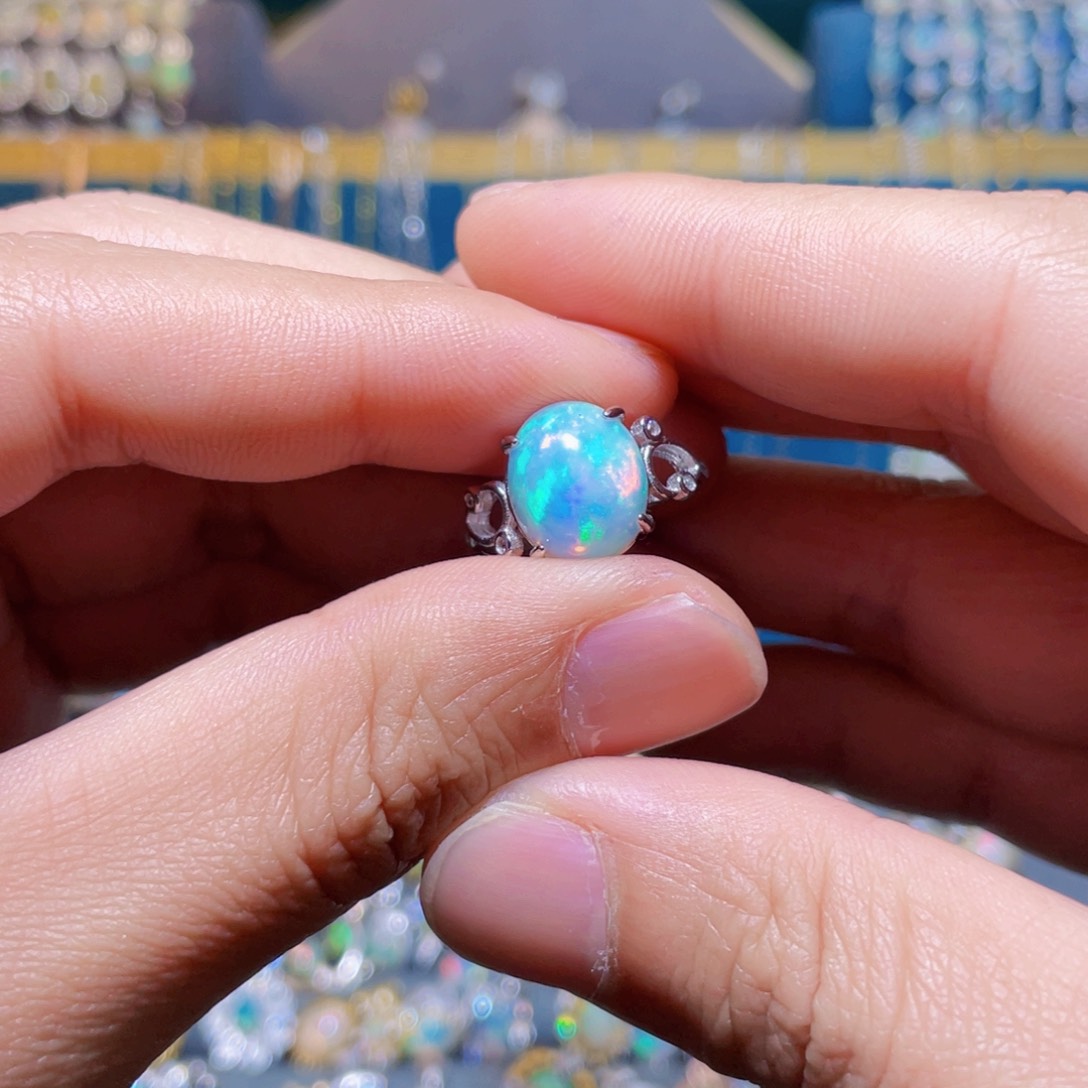 欧泊戒指）银S925镶嵌王*喑