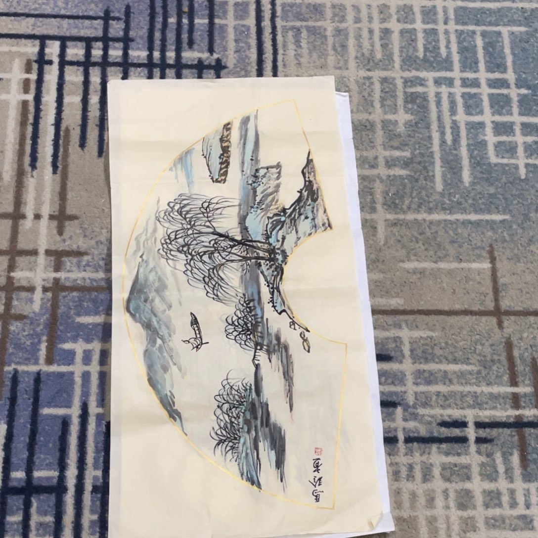 国画扇面作品山水11111
