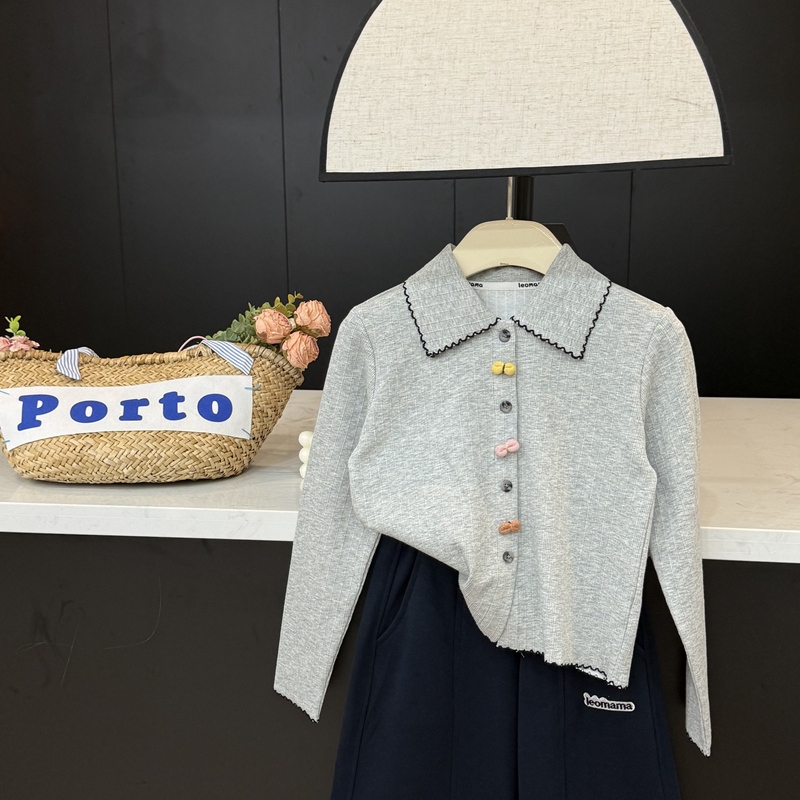 【现货】leomama童装女童长袖T恤秋季款中大童设计感立体蝴蝶结上衣