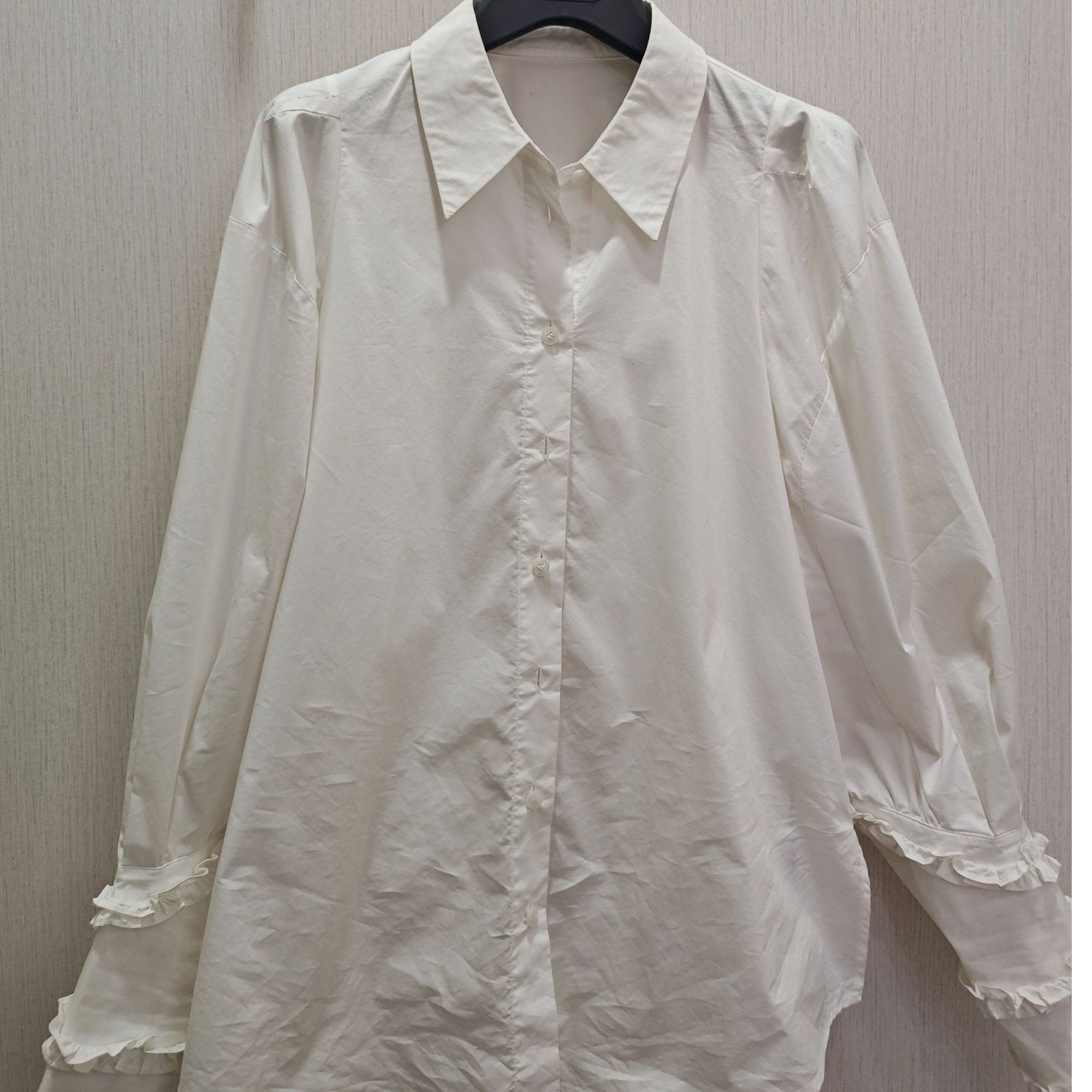 女慵懒风不起球成人落肩袖衬衫时尚纯色韩版衬衣简约