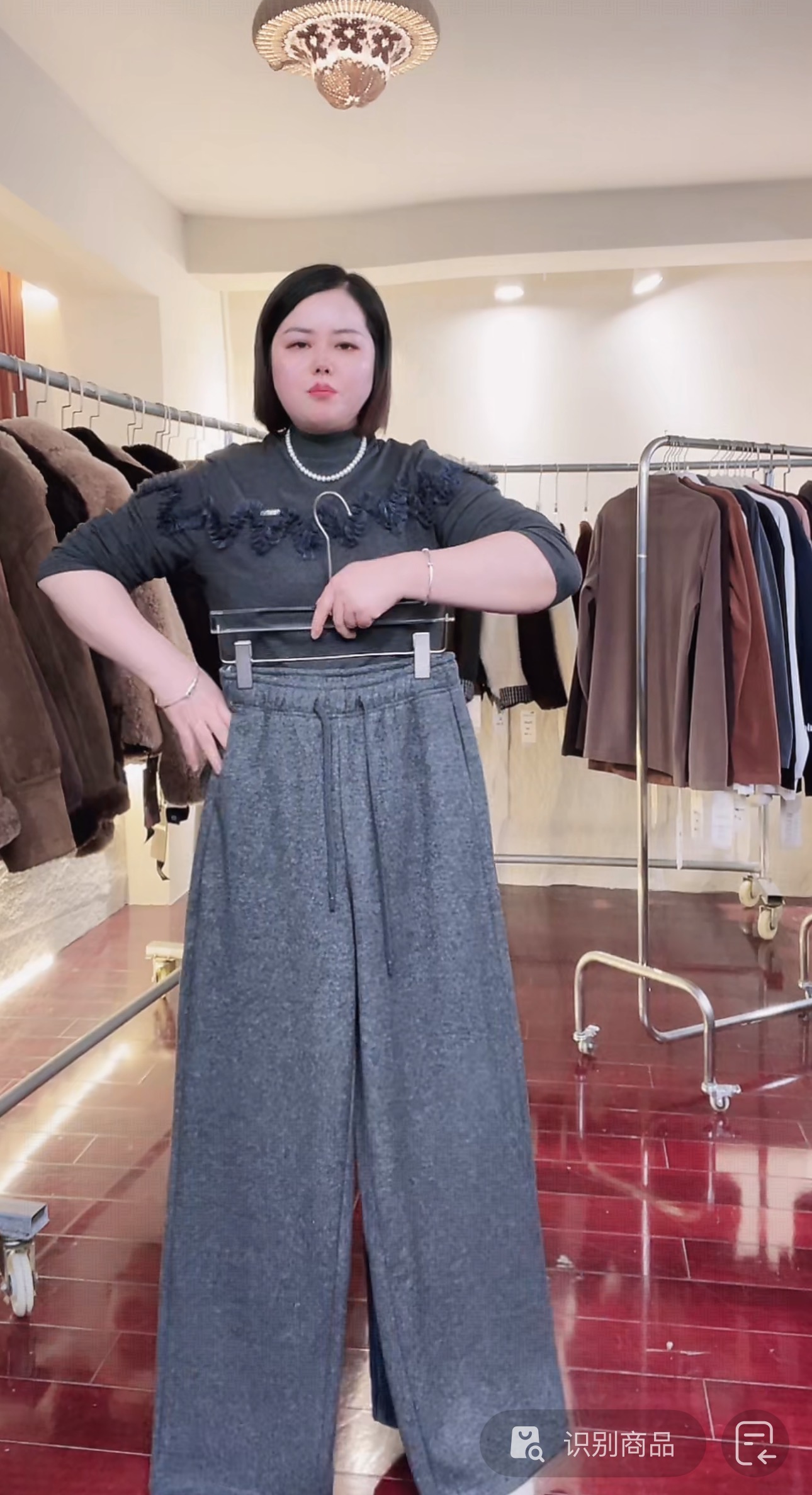 HS88817时尚口袋休闲风拼接裤休闲裤运动裤加厚外穿女士休闲裤