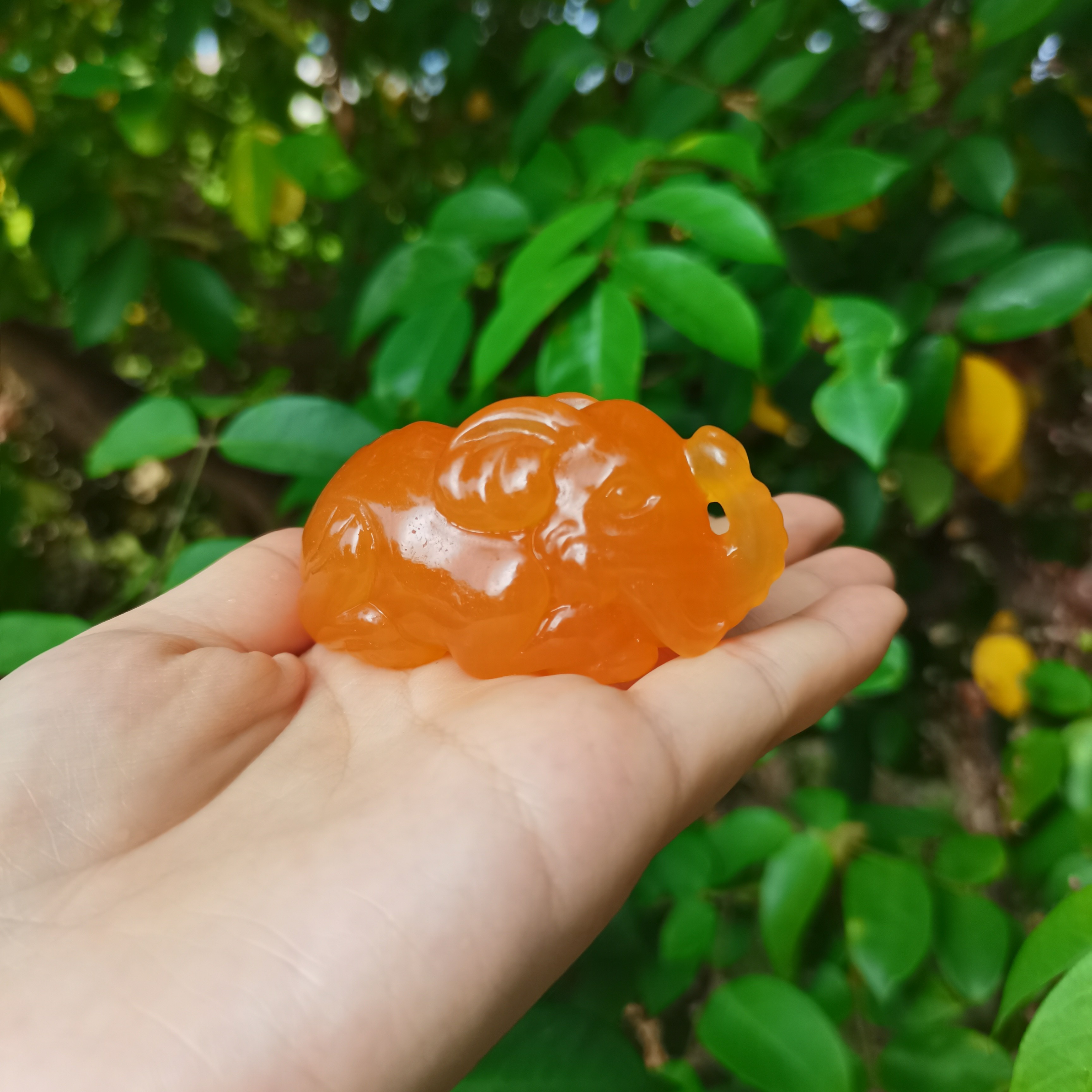 印尼金冻石手工精雕大象吉祥如意把玩摆件手工艺品金水冻