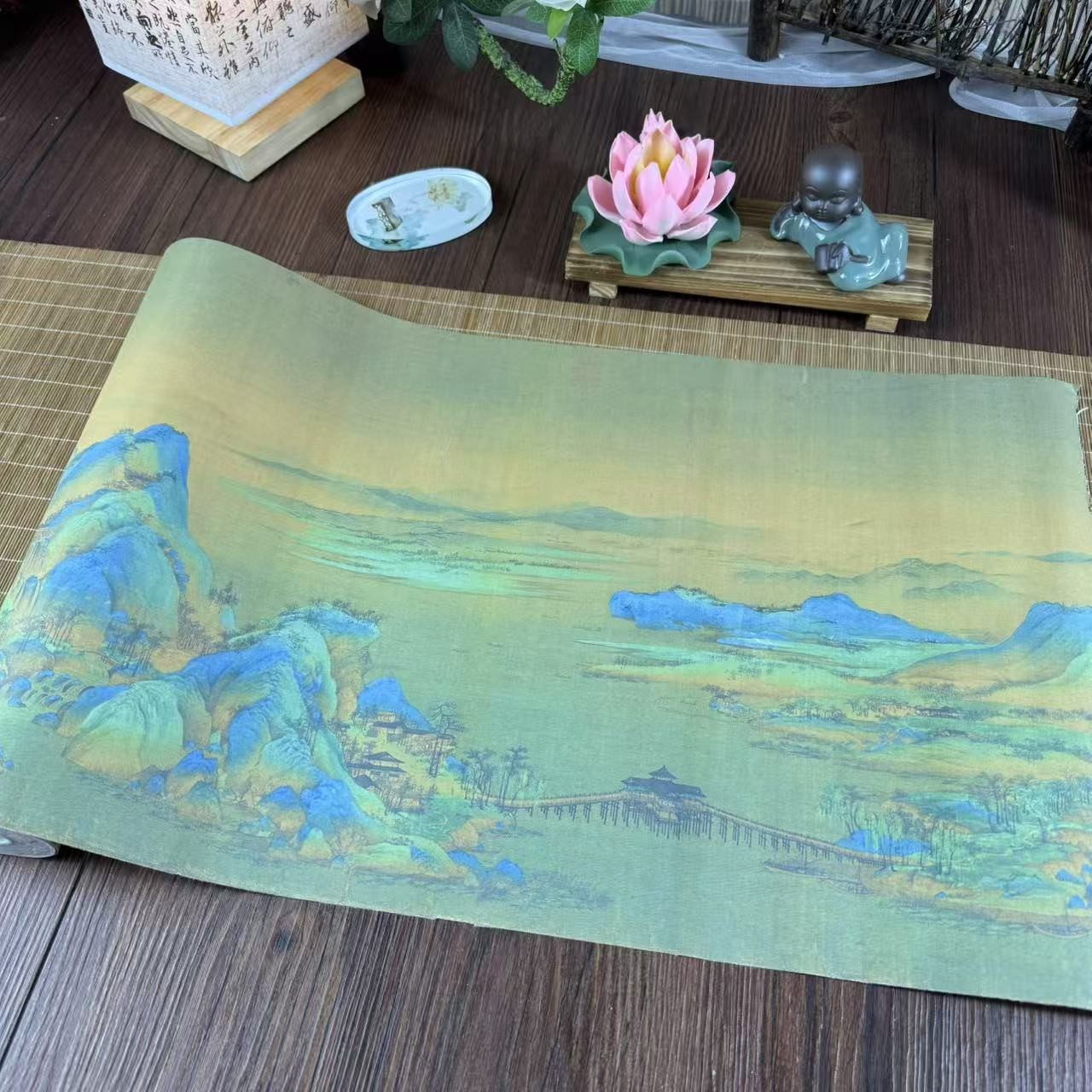 静德斋微喷蜡染【卷反了】【千里江山长卷】小楷行草书半生半熟宣纸