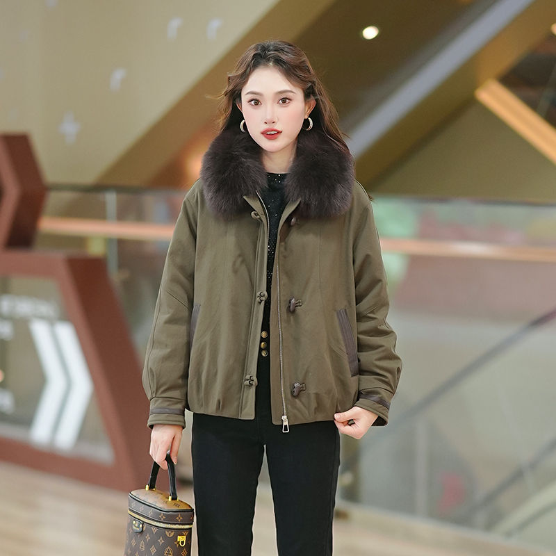 【真毛领鹅绒服】新款鹅绒羽绒服冬季保暖短款时尚大毛领鹅绒羽绒