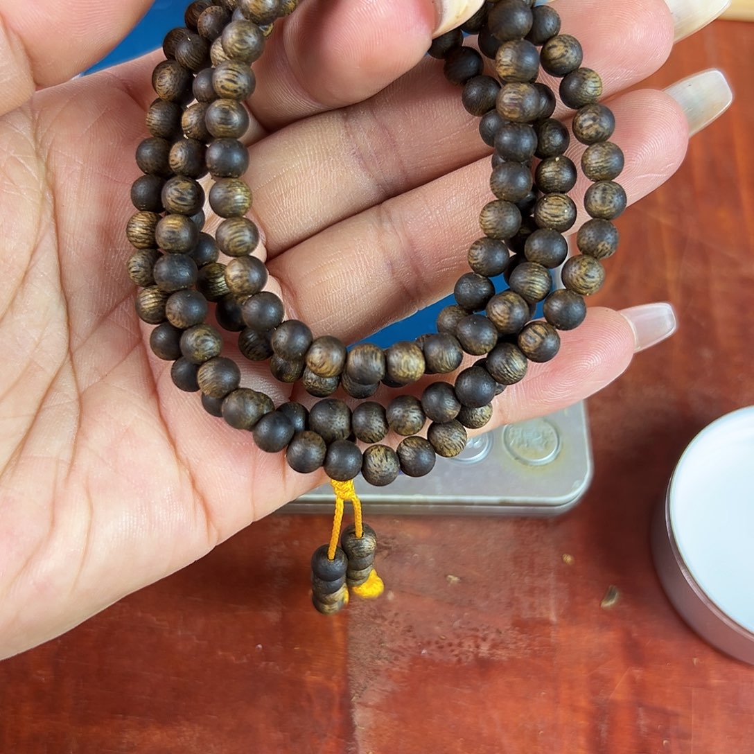 沙***沙沉香碎屑沉香卡5圆珠多圈13g沉水张勺子