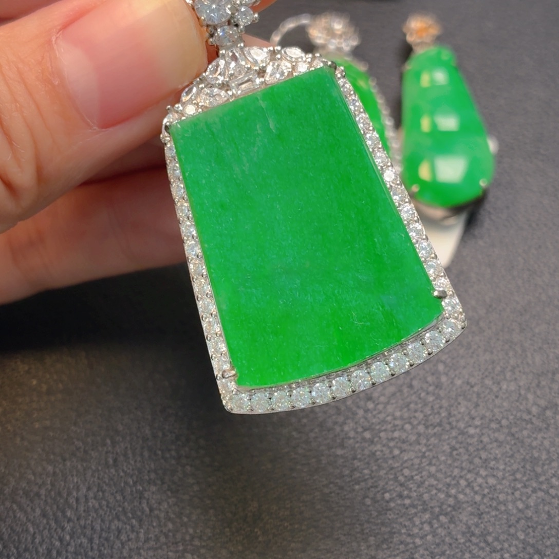 翡翠银S925镶嵌吊坠(不含链)