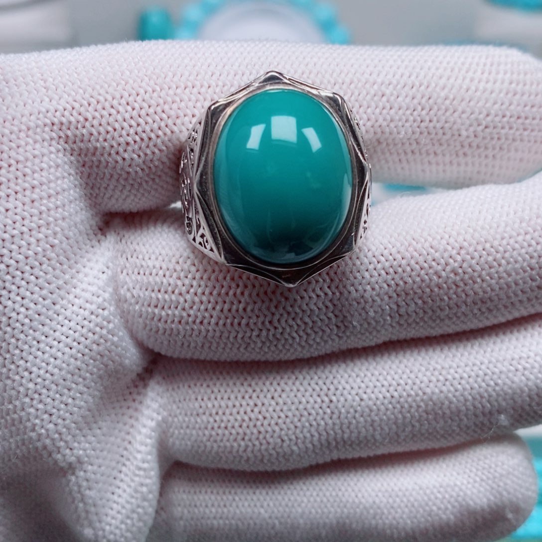 绿松石银S925镶嵌手串