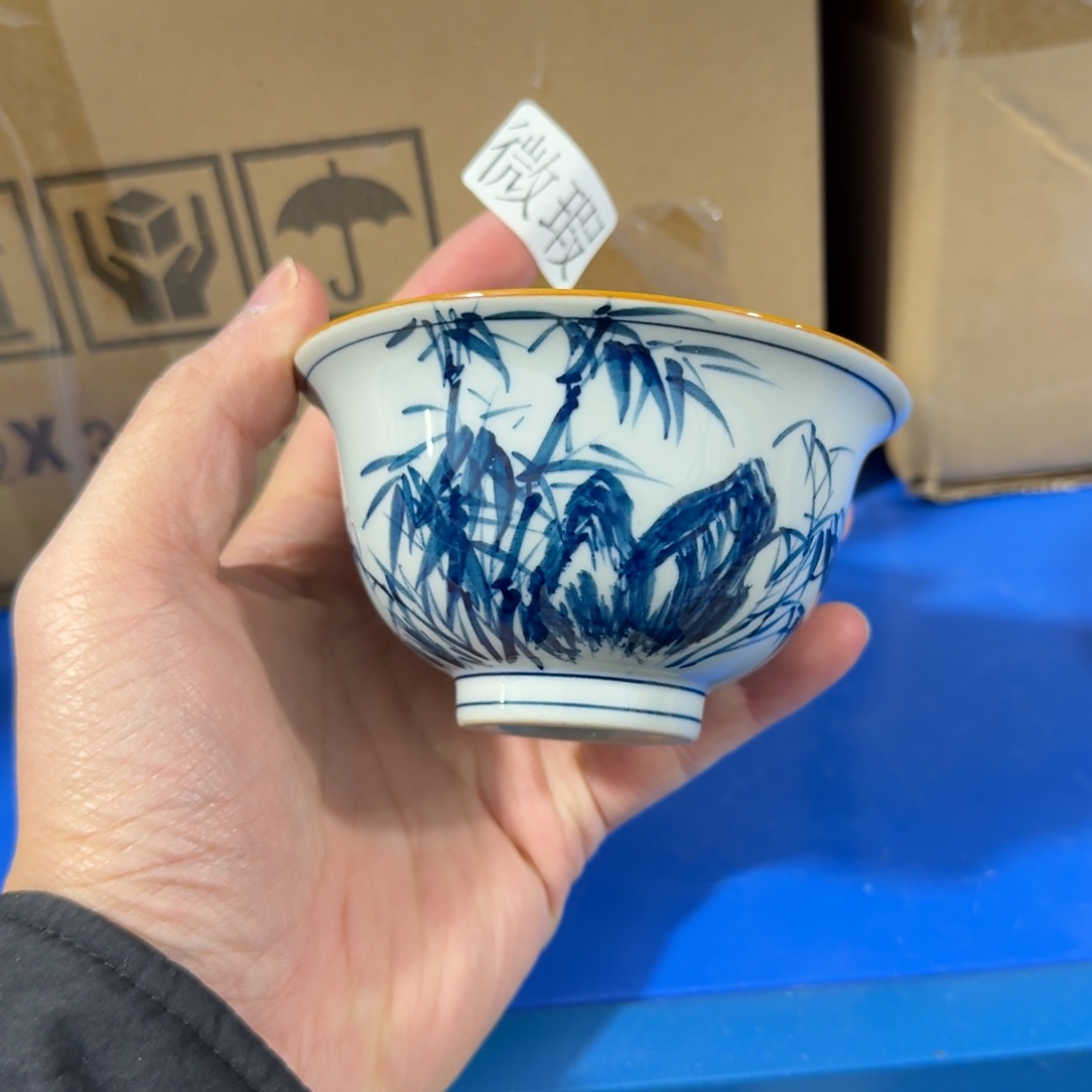 釉下手绘茶具微瑕