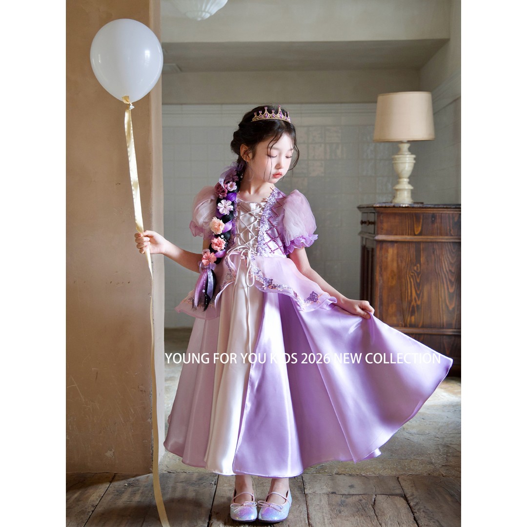 YFY新款春夏女童乐佩公主裙连衣裙裙子高贵轻奢生日演出礼服裙