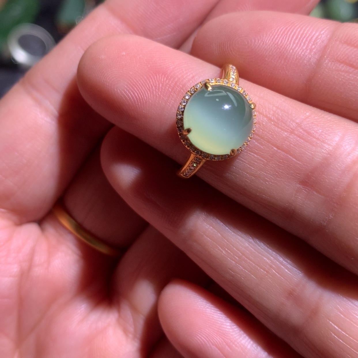 【闪购商品】和田玉珠宝半成品18K金镶嵌