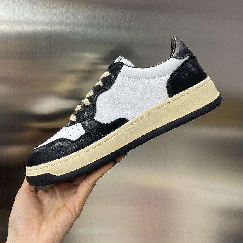 春季新款黑白色熊猫情侣板鞋男士休闲鞋男女同款头层牛皮真皮鞋子