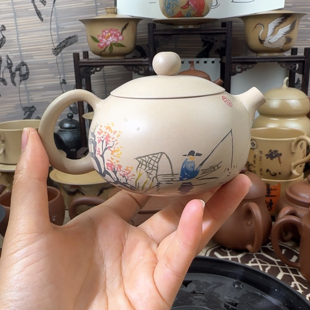 建水紫陶全品壶彩填130cc