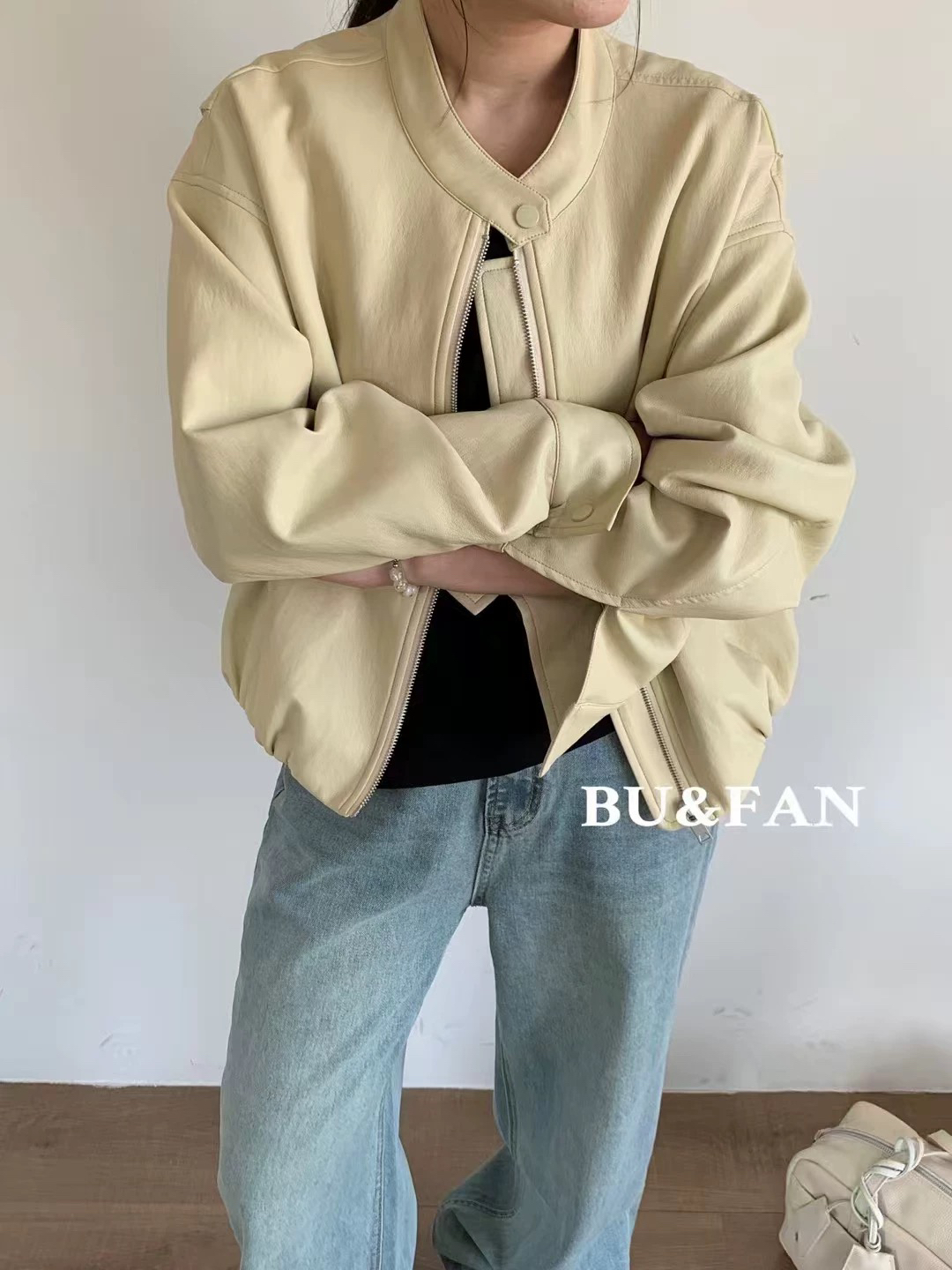 春季新款立领长袖蛋白皮PU短款休闲宽松外套女气质显瘦