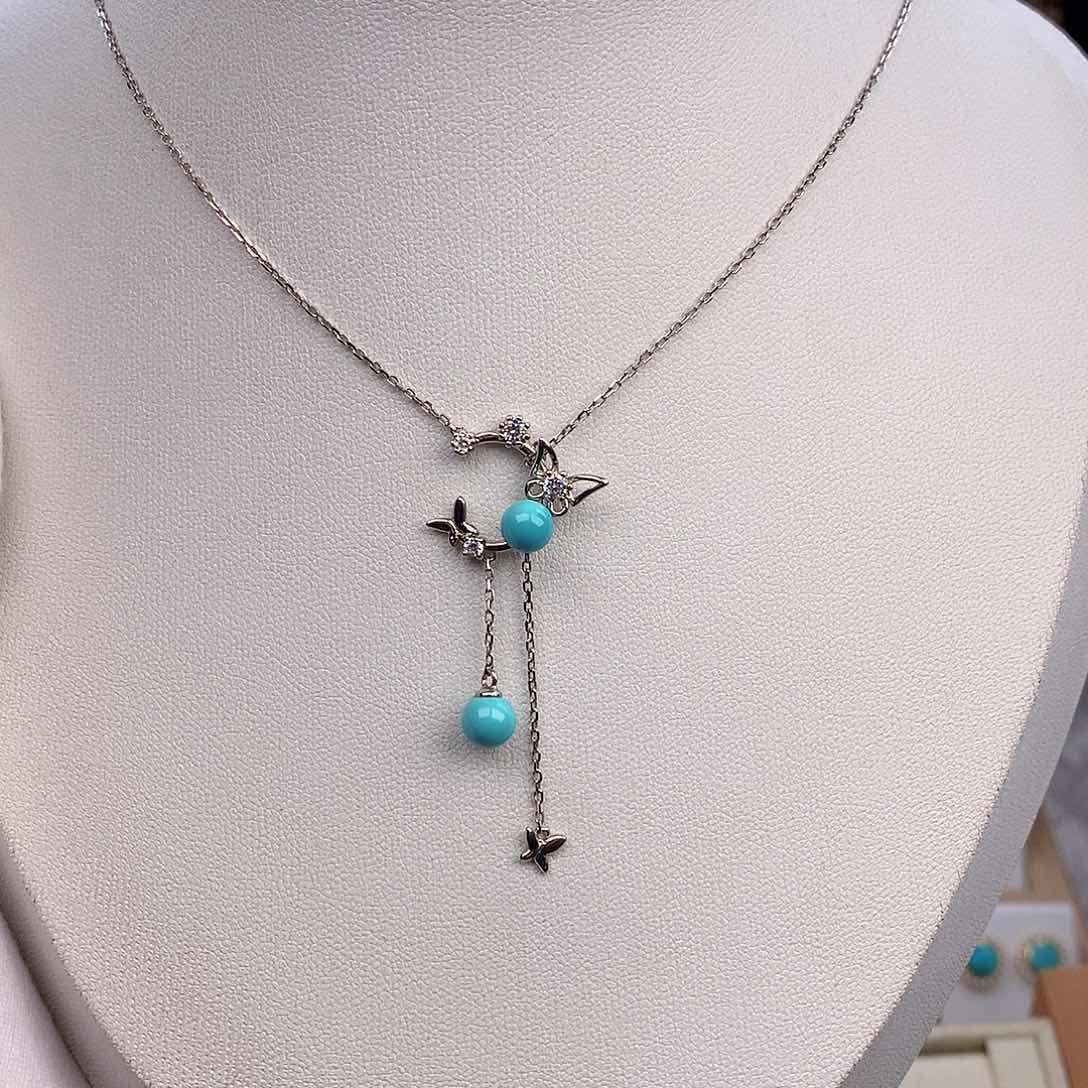 绿松石颈饰银S925镶嵌