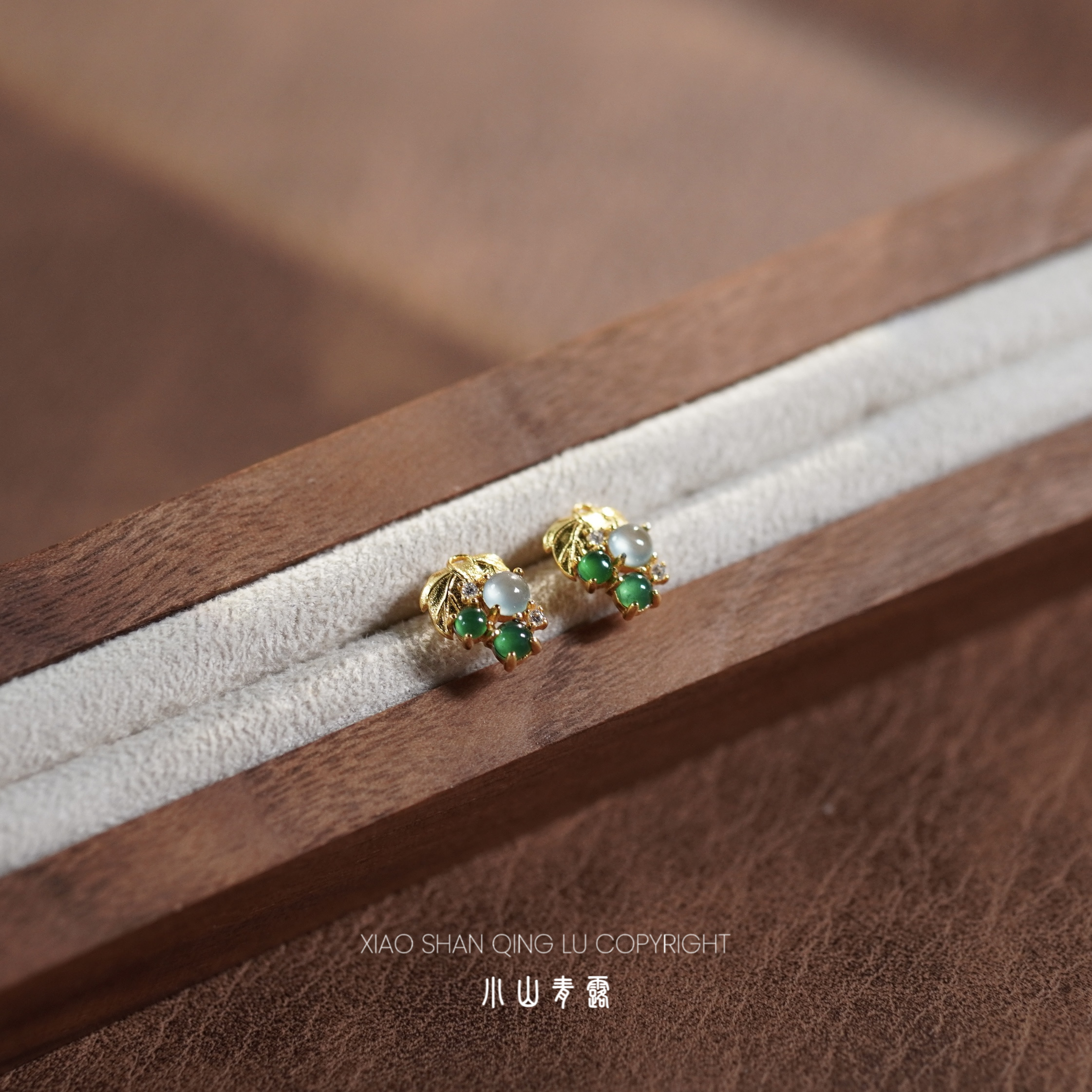 【QJAJ1700】天然翡翠小葡萄耳钉S925银镶嵌