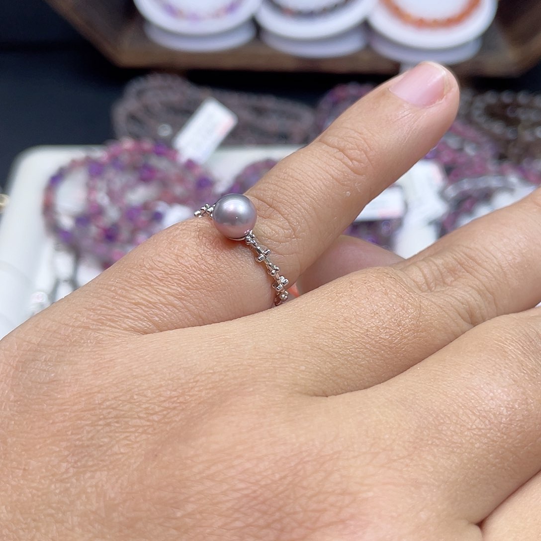 淡水珍珠戒指银S925镶嵌