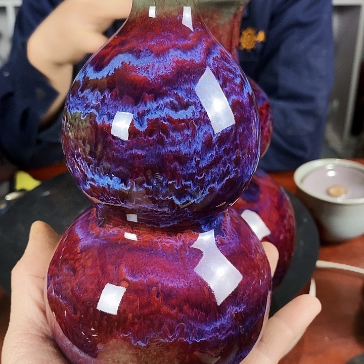 瓷片尚峰钧窑作品葫芦瓶