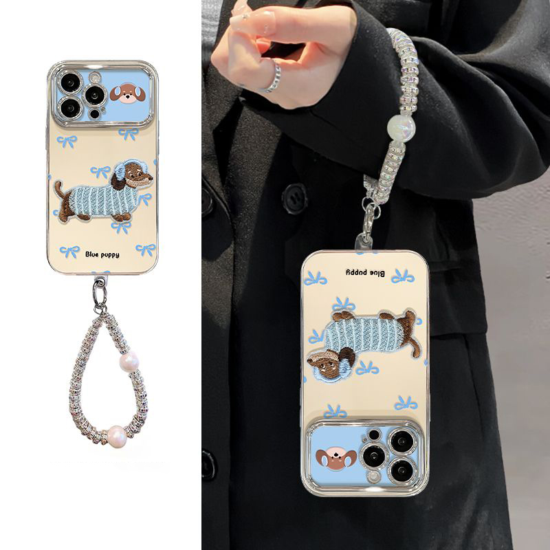 电镀视窗腊肠小狗适用苹果17手机壳iphone16华为oppo小米vivo网红