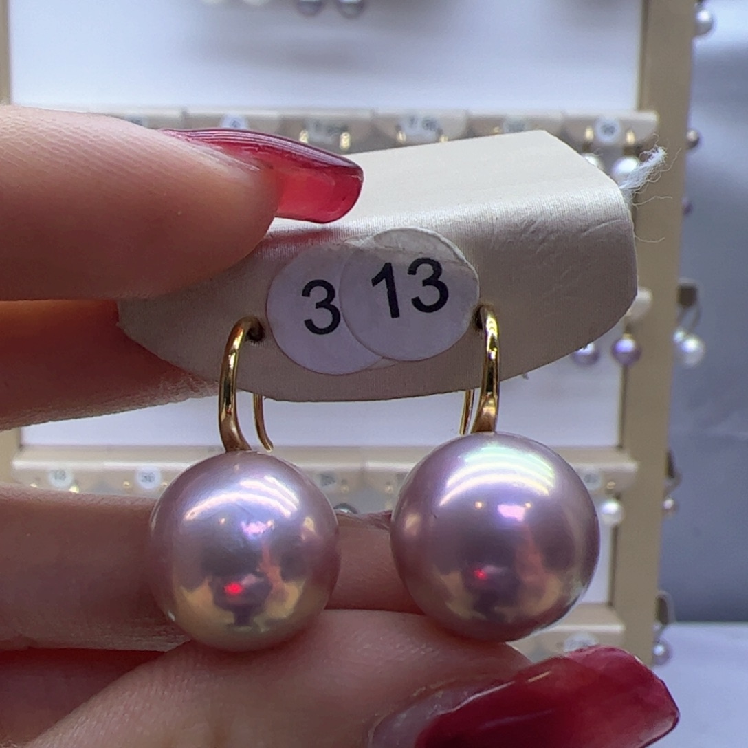 淡水珍珠耳饰18K金镶嵌