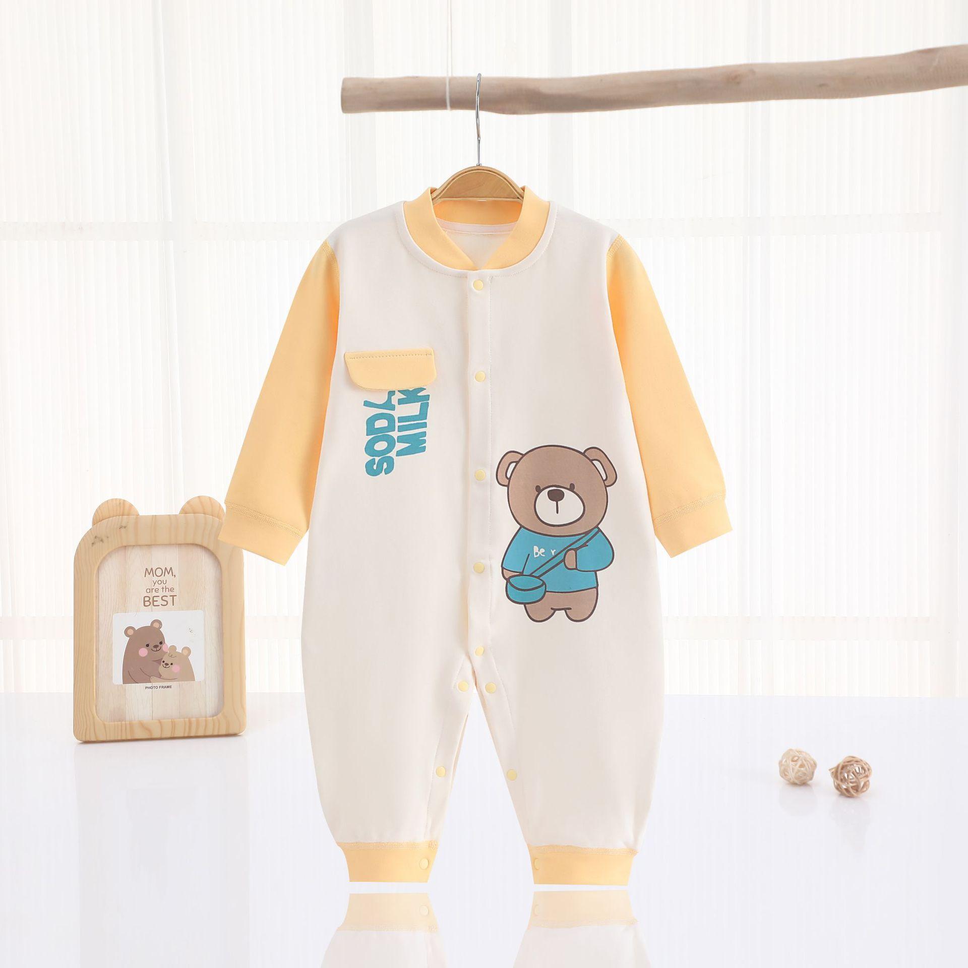 婴幼儿长袖春秋爬服哈衣保暖薄款秋冬四季新生儿