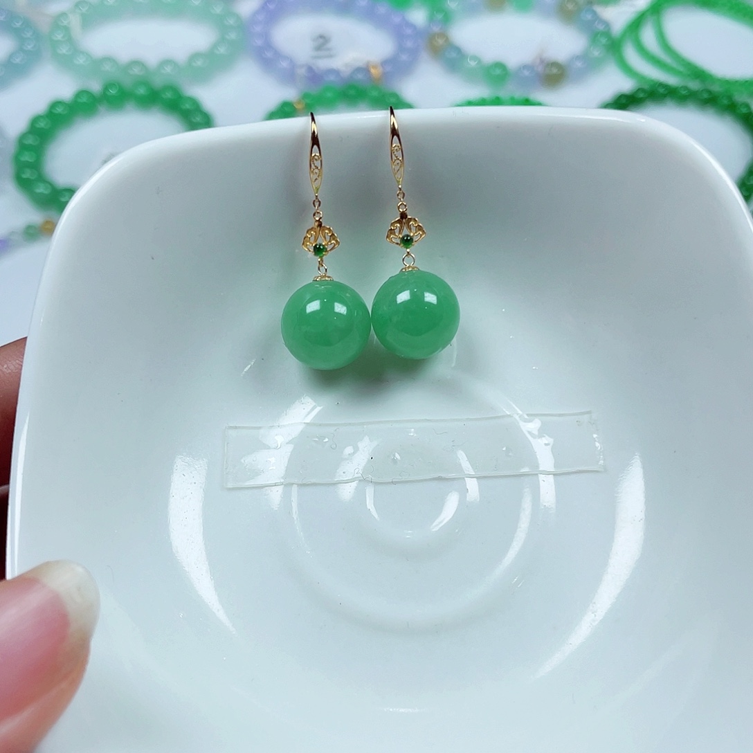 翡翠18K金镶嵌手链天然缅甸翡翠A货卡11.8