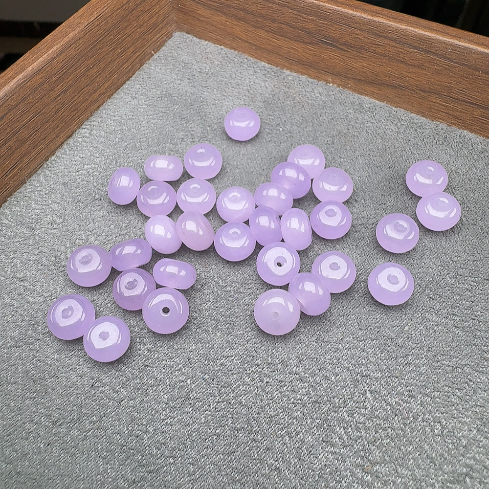 天然缅甸翡翠A货 卡8mm紫算盘珠 多样性发货其1