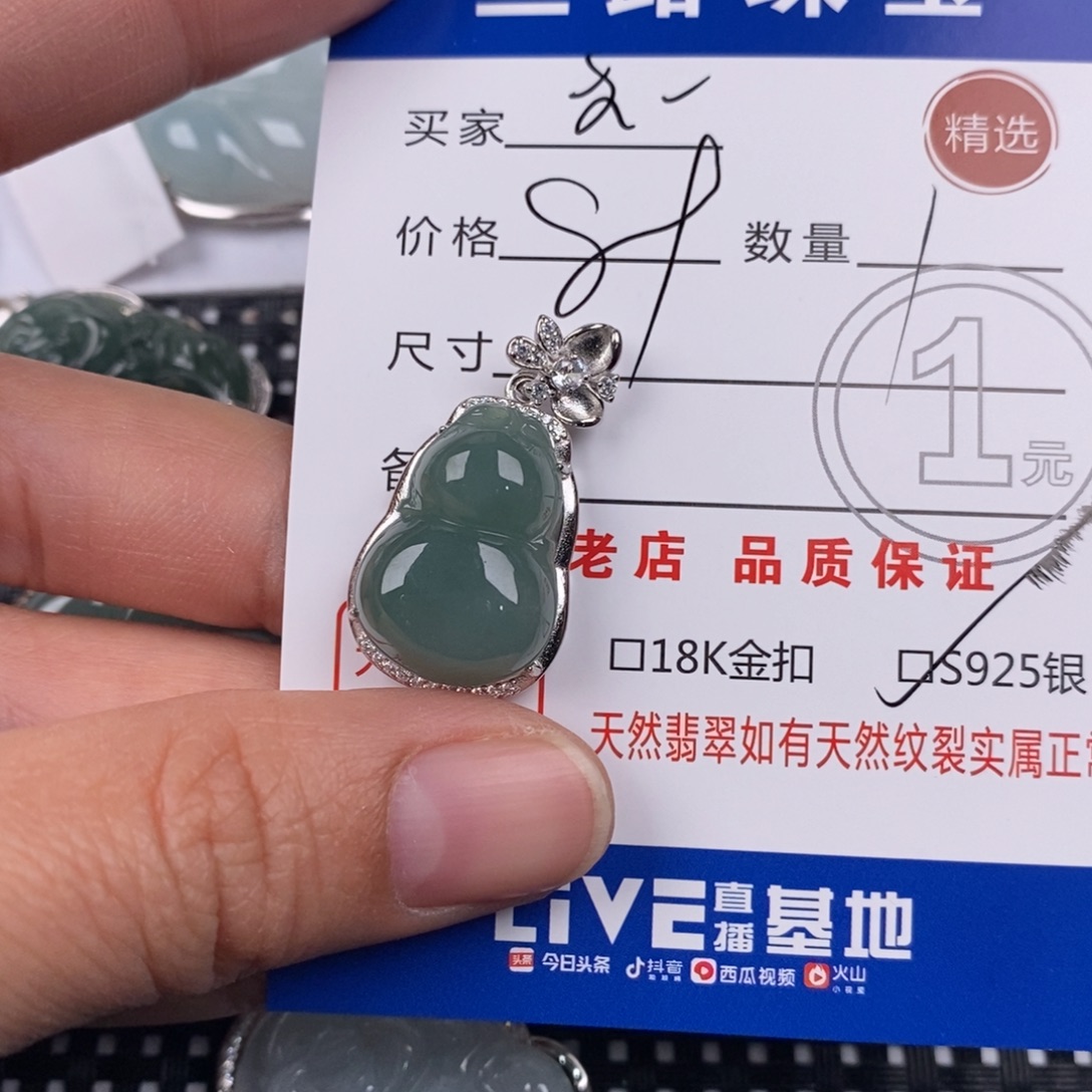 文***淑翡翠银S925镶嵌颈饰
