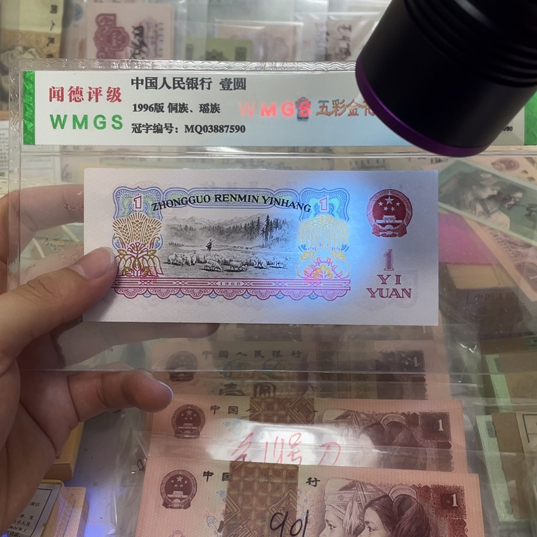 60年女拖1元幸运树荧光一张，号码随机真币新的