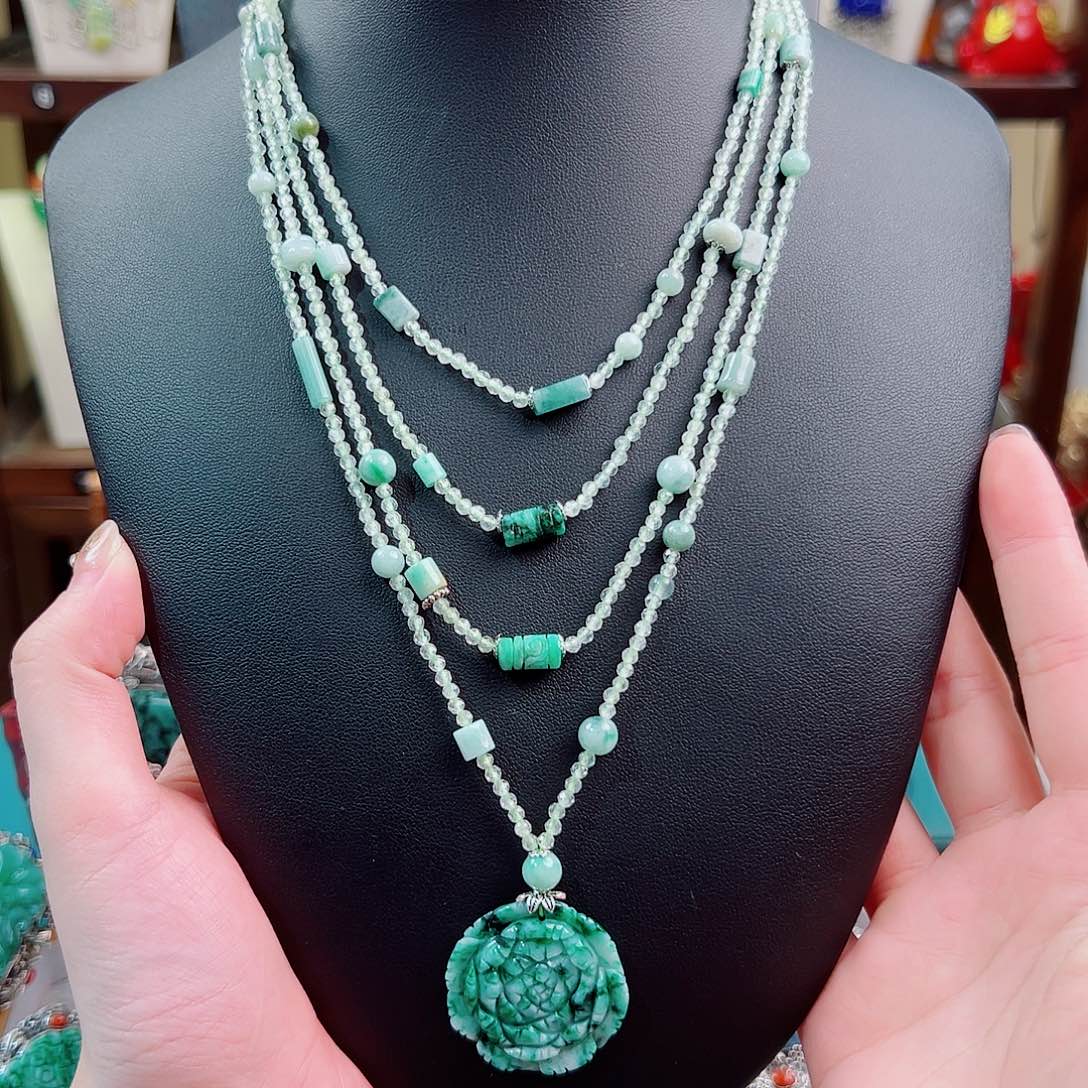 翡翠未镶嵌项链项链