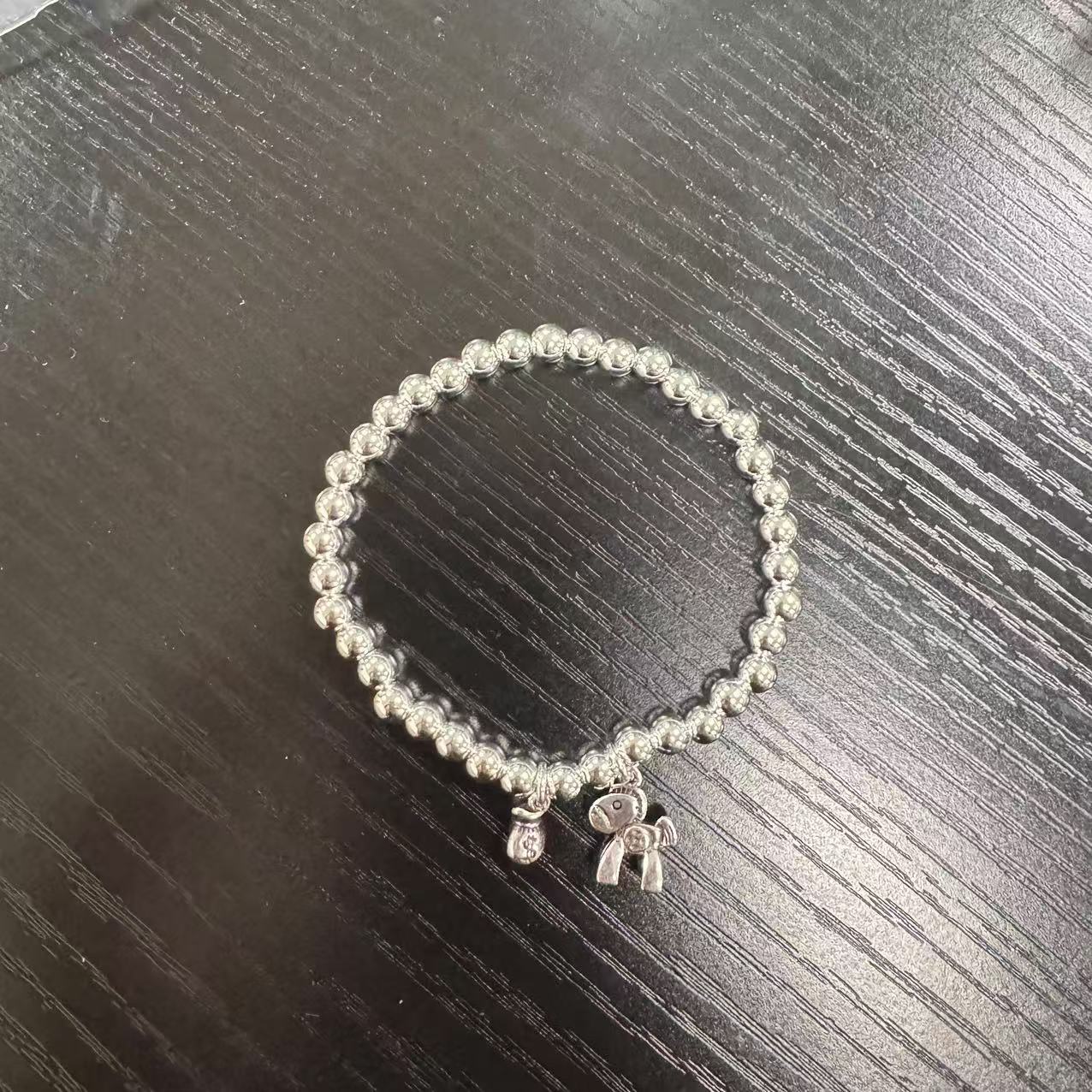 足银手链 精品银手链木马钱袋珠珠手链  S396（无礼盒）