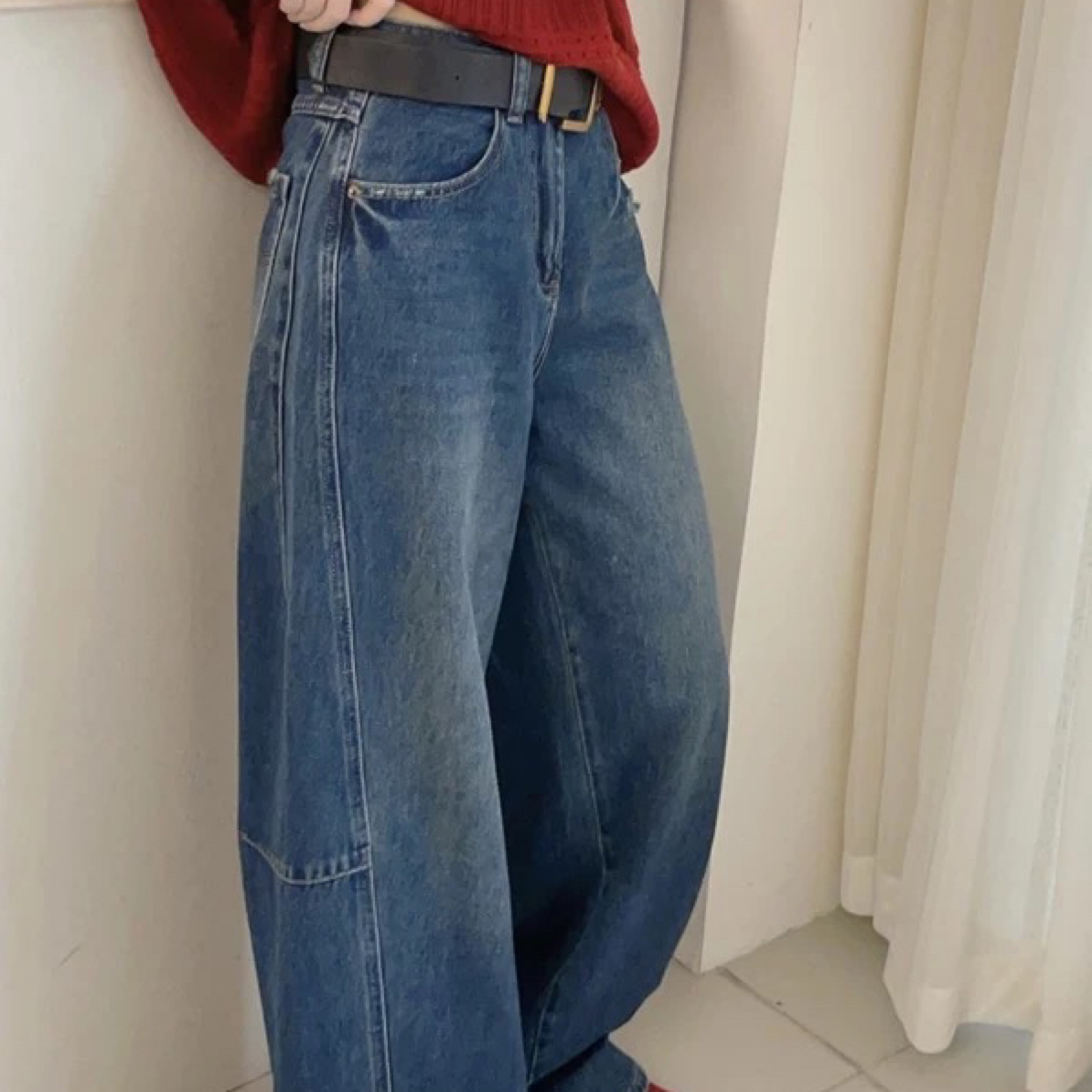 深圳南油加厚）显瘦牛仔弯刀裤显瘦长裤91791