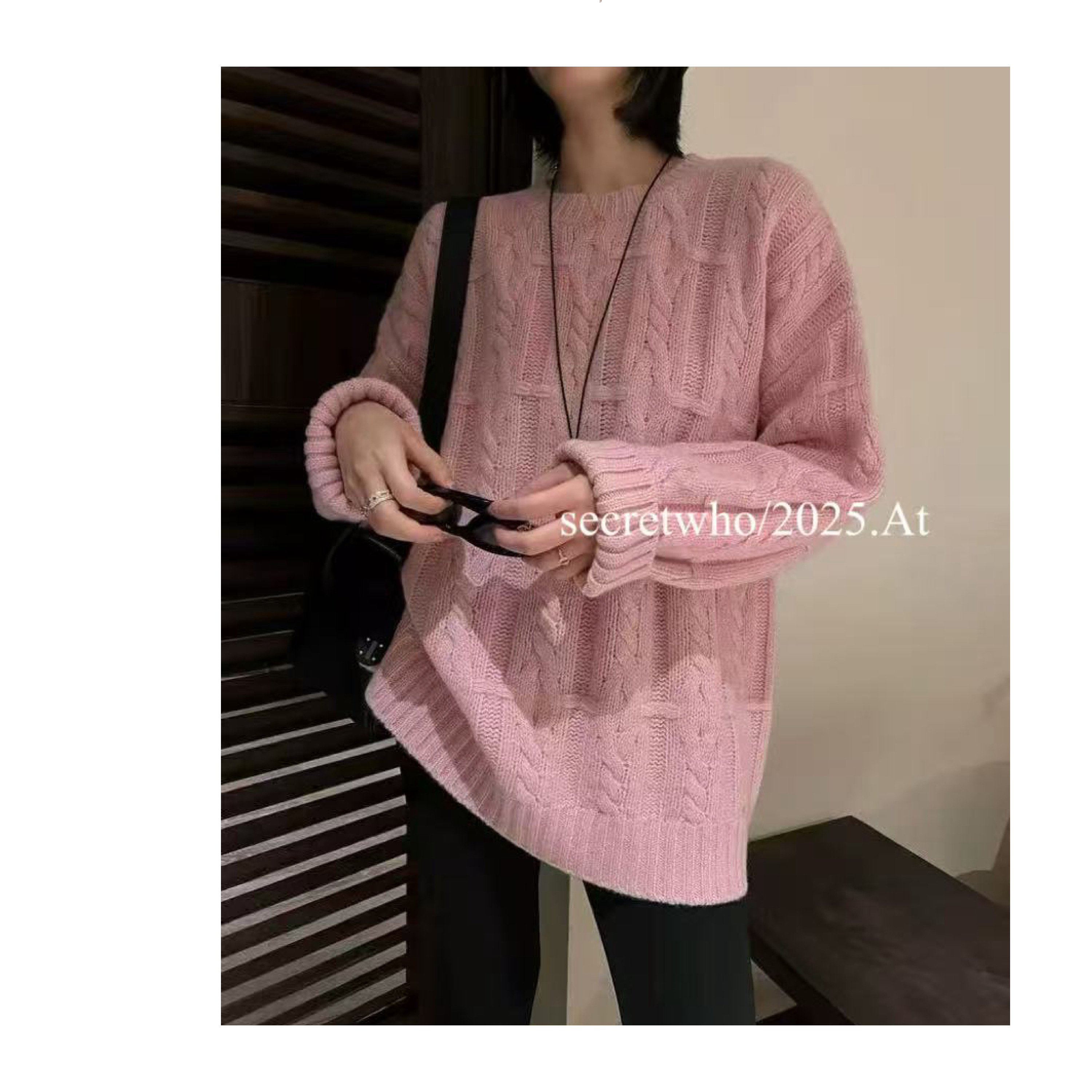 欧货冬季休闲百搭绵羊毛圆领针织套头毛衣