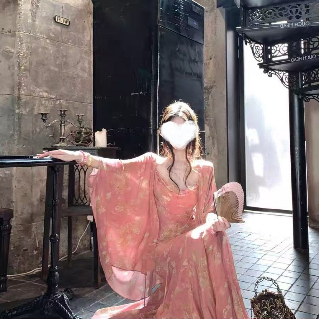 【怀袖藏香】夏季新中式薄沙吊带连衣裙+外套女套装XH25XT060743-2