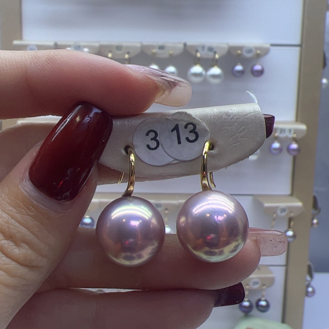 淡水珍珠耳饰18K金镶嵌