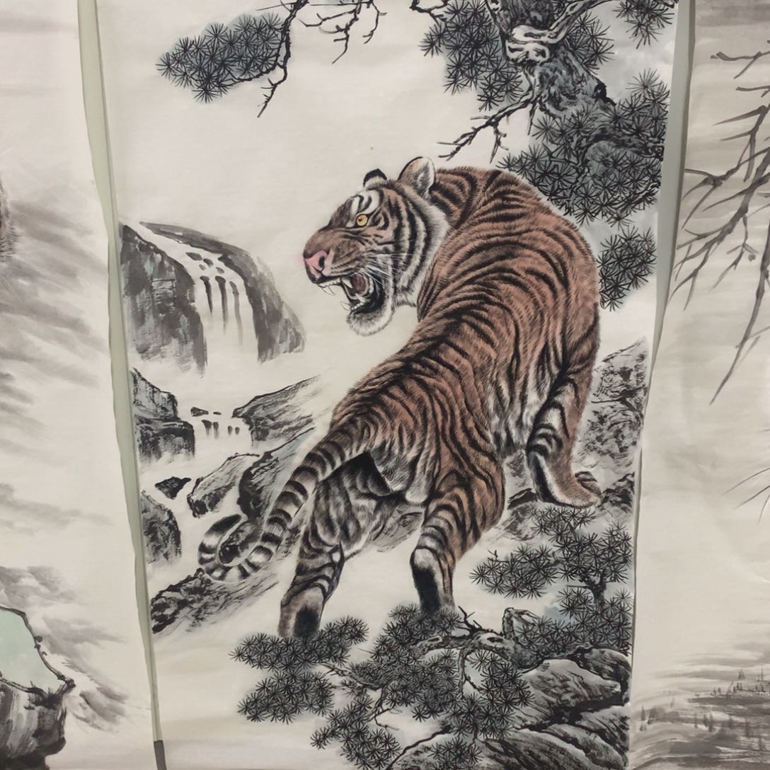 国画郑四尺手绘老虎