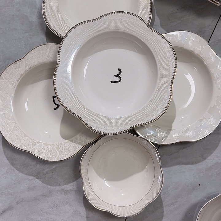 一****瓷8.5英寸草帽盘4个混搭6个沙拉碗微瑕