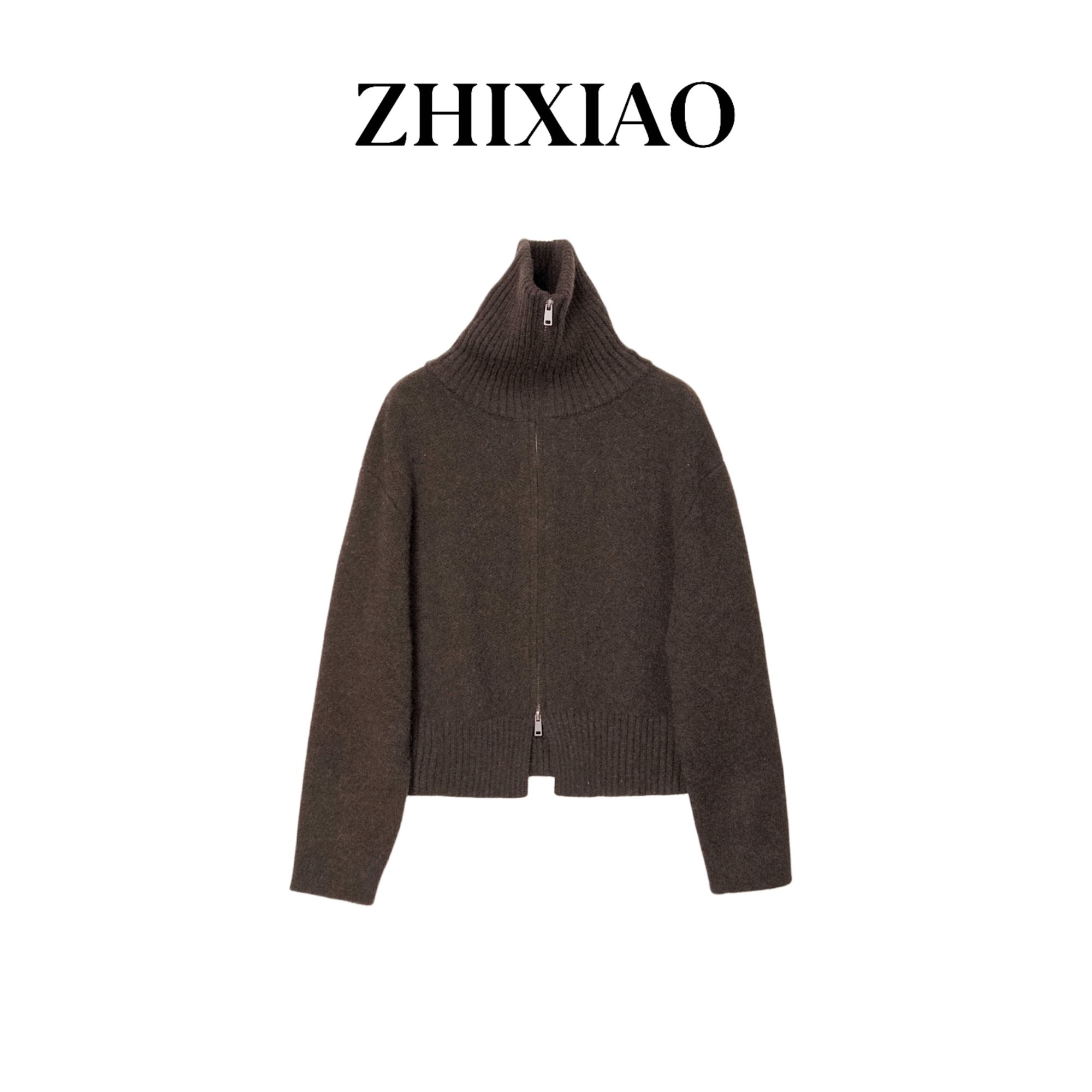 【ZHIXIAO】秋冬新款：高领拉链毛衣开衫75516