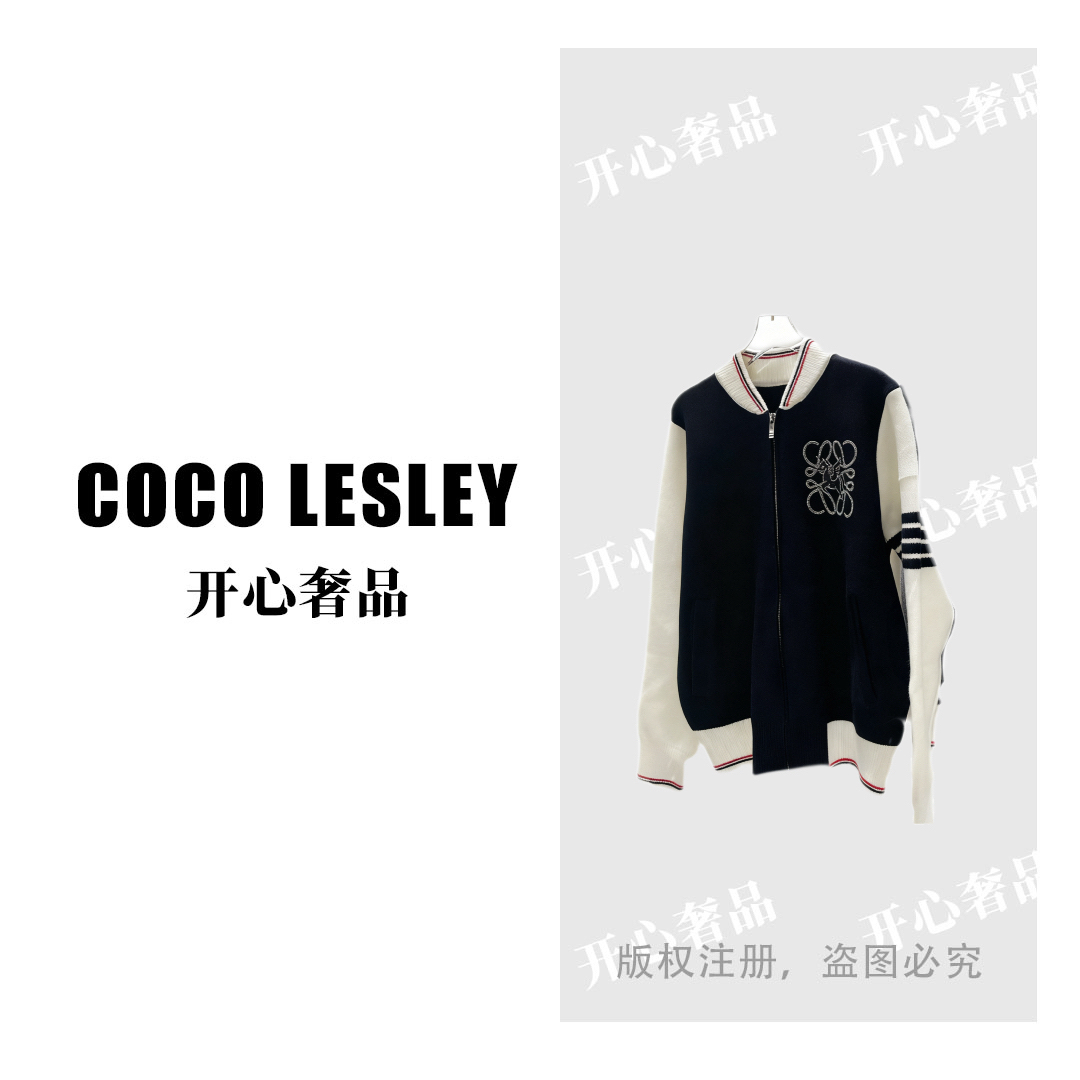 【开心奢品】 韩系拼色烫钻字母重工毛衣外套M25072M