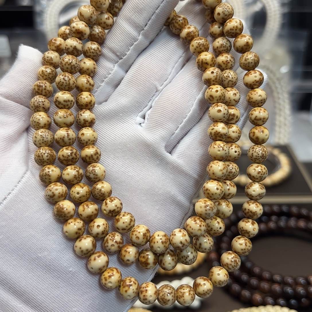 星月菩提吊坠8*8金金虎皮陈留白好