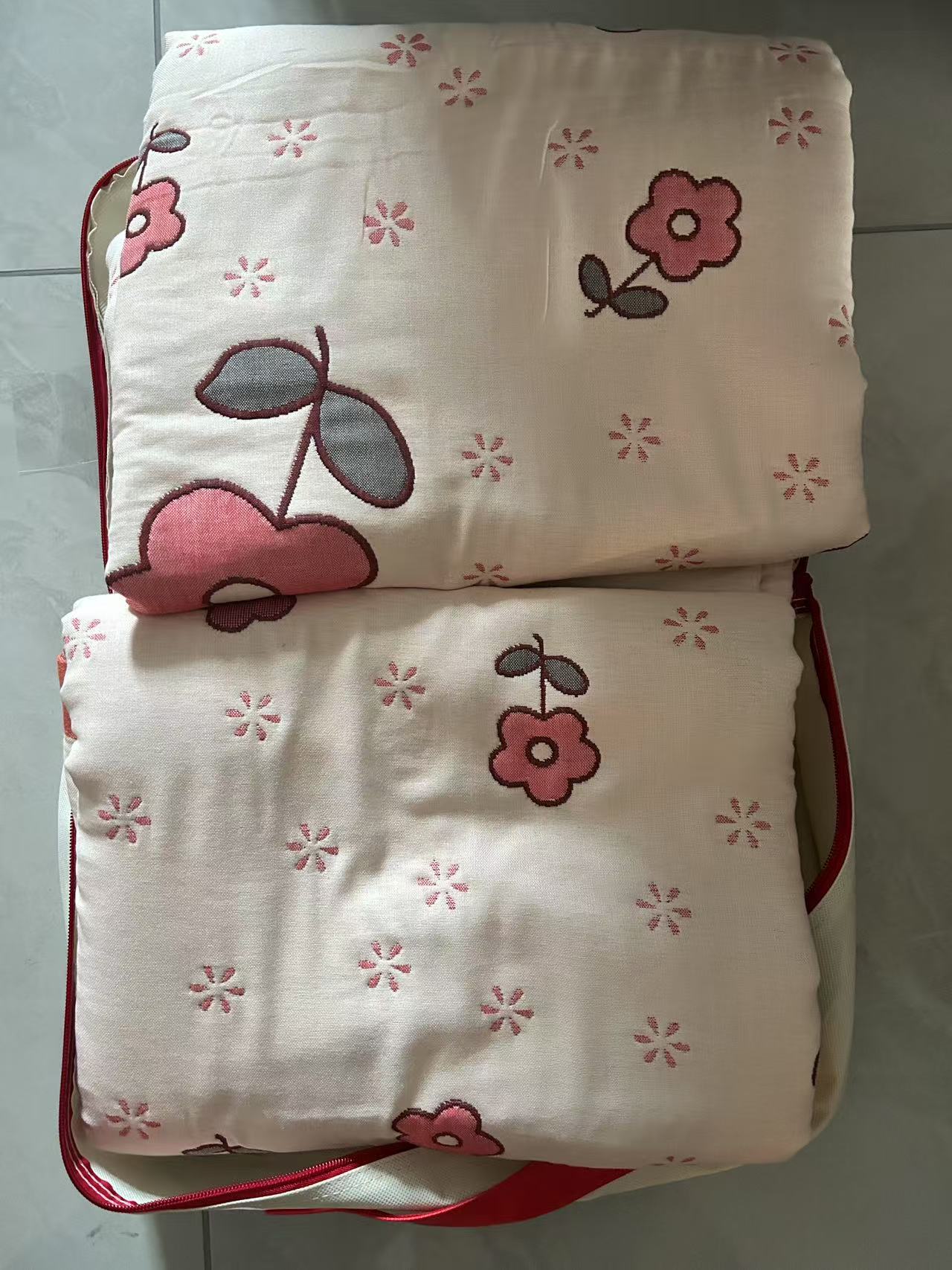 专享【京かわ会社】多层纱布面包被200*230  粉色花园