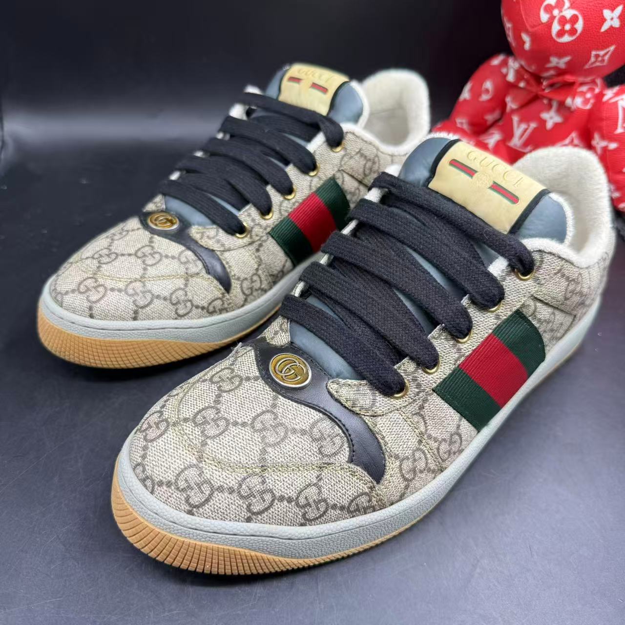 95新 GUCCI/古驰 男士时尚棕老花满印脏脏鞋40.5欧码