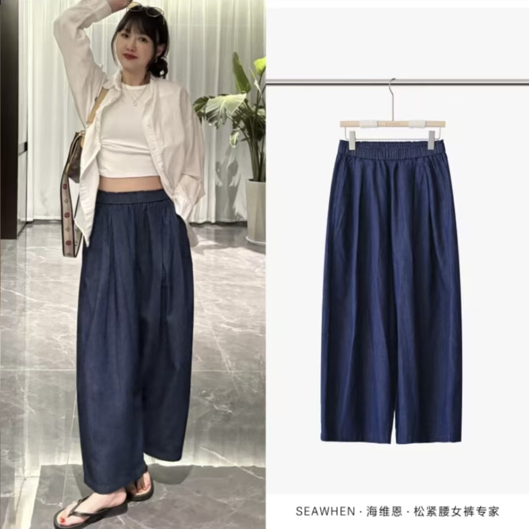 福利款｜亚麻牛仔藏肉裤夏季女士花苞腰气球版型显瘦遮肉透气3298