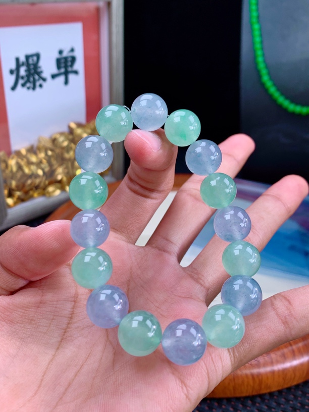 收藏级玻璃种起杠光透绳梦幻春彩手串缅甸天然翡翠A货行家品质