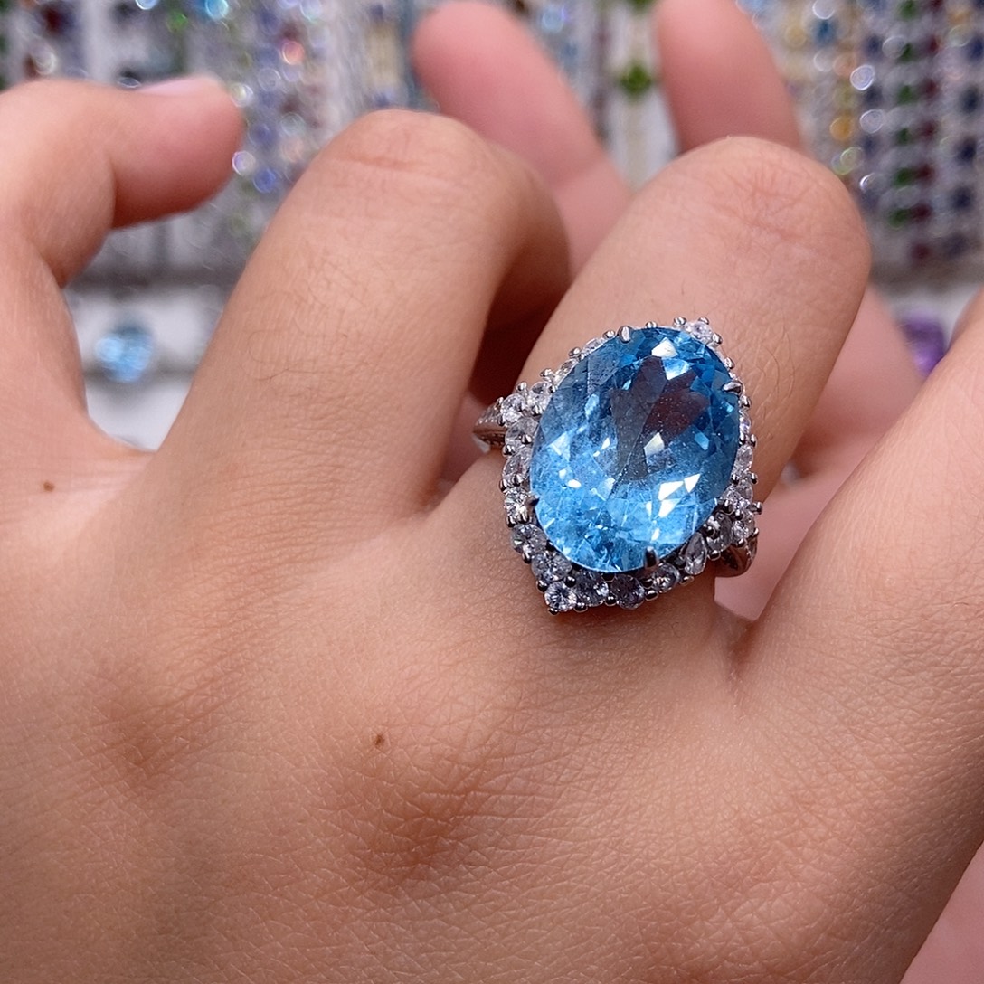 托帕石银S925镶嵌戒指