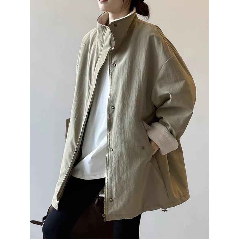 【直播间加库存】阿球经典立领外套冬中长款棉服休闲风外套时尚棉衣