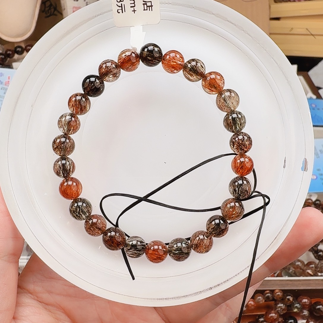 ****i水晶未镶嵌手链天然水晶黑金超七直播间链接