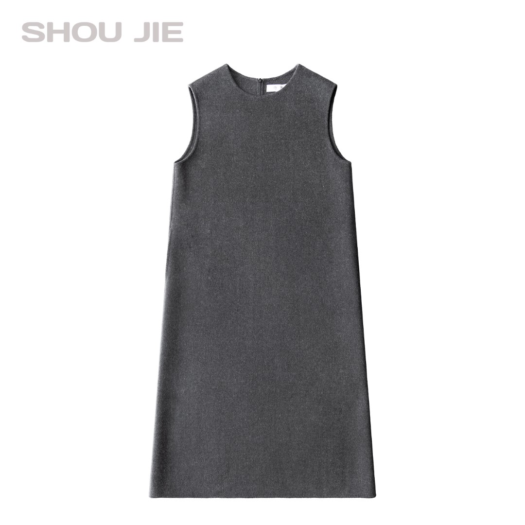 冬装守界2025新品自研面料15羊绒25桑蚕丝双面绒长款净版连衣裙