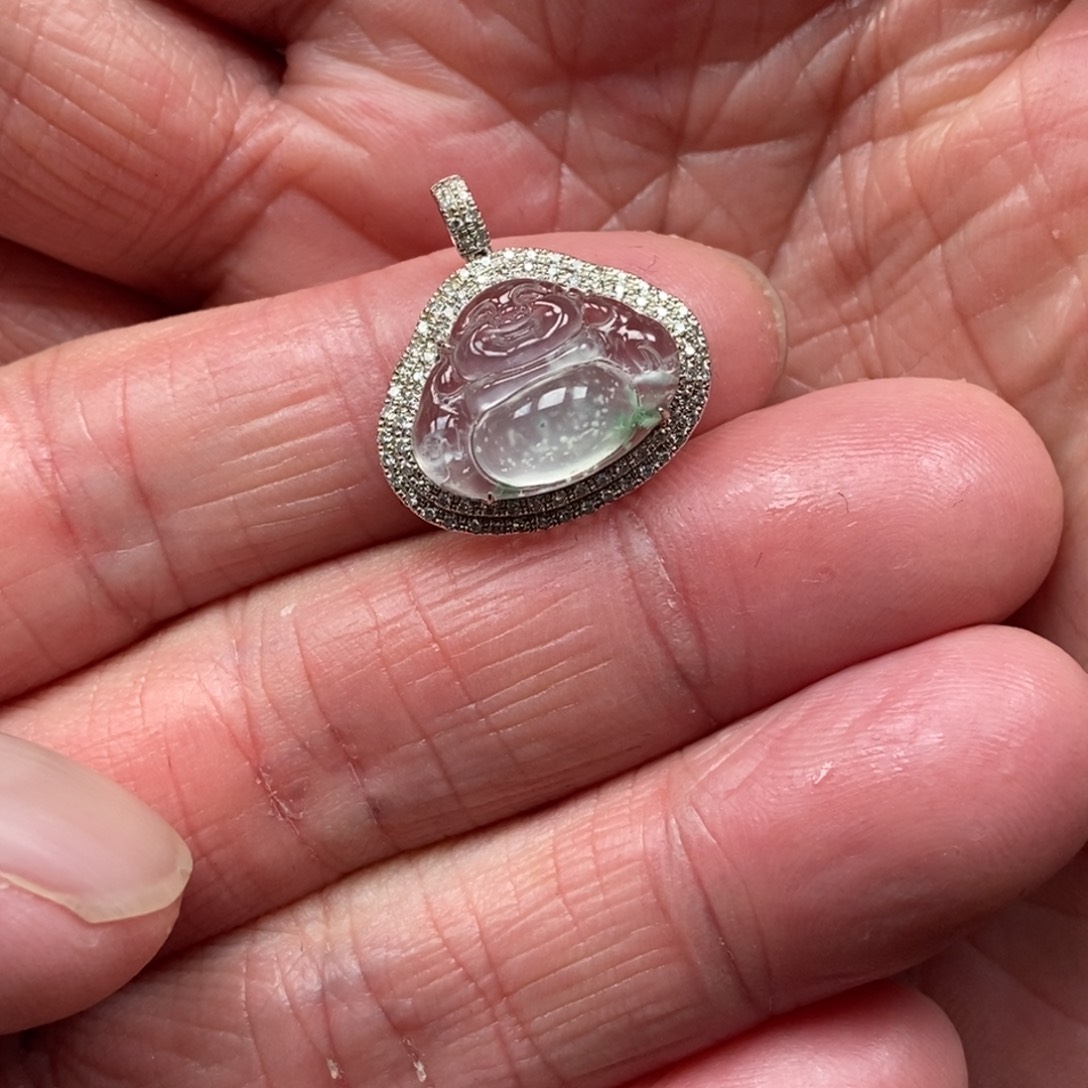 翡翠颈饰18K金镶嵌佛公