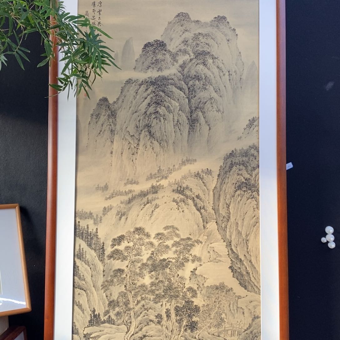 国画用****1手绘雅致仿古山水精品带框